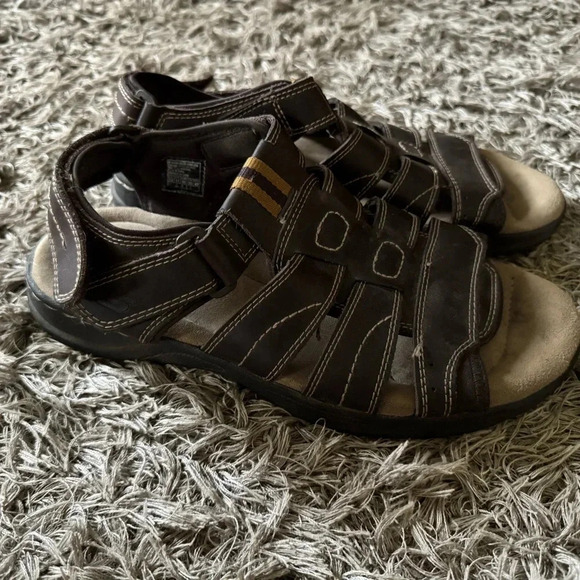 Skechers Fisherman Brown Leather Sandals Men Size 12 - Picture 2 of 5